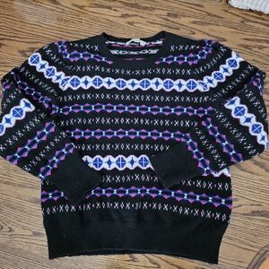 Black and Blue Patterned Men's Sweater